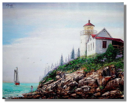lady on bass harbour light